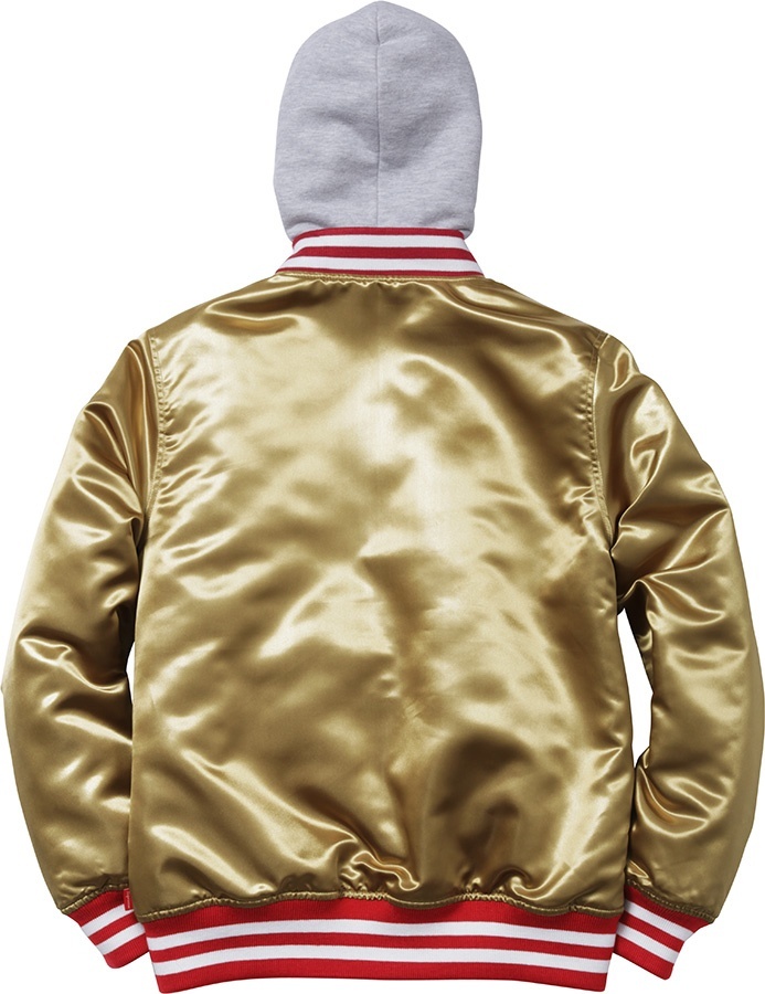 Hooded Satin Varsity Jacket view 4